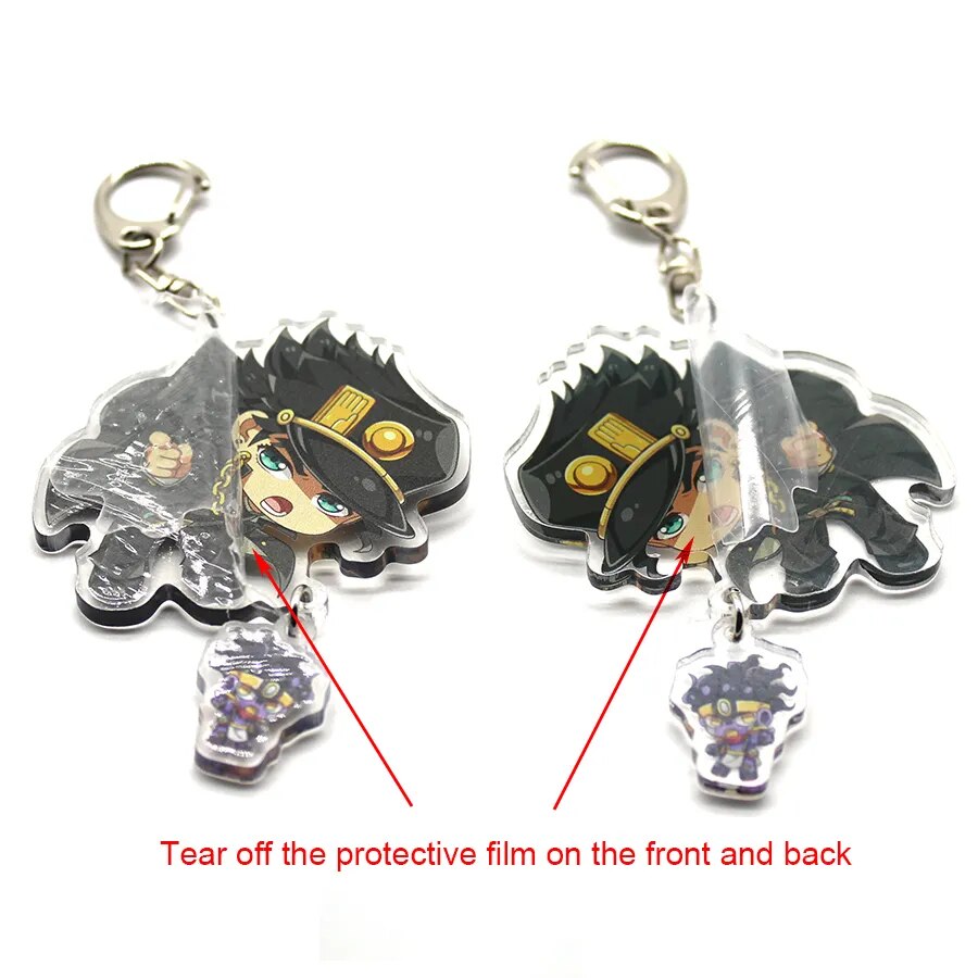 Anime Keychain JoJo Bizarre Adventure Man Key Chain for Women Accessories Cute Bag Pendant Key Ring Acrylic Cartoon Friends Gift