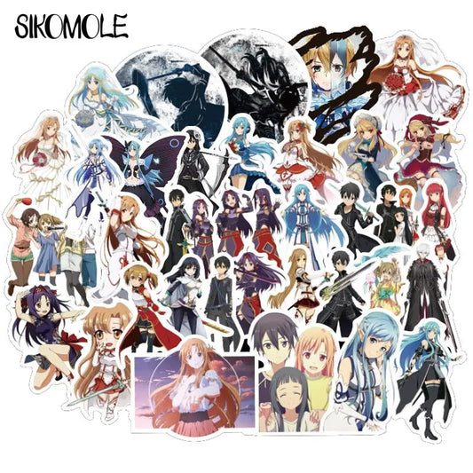 10/30/50PCS Cartoon Sword Art Online Anime Stickers Adhesive Asna Kirito Sticker DIY Toy Phone Diary Laptop Graffiti Stickers F5