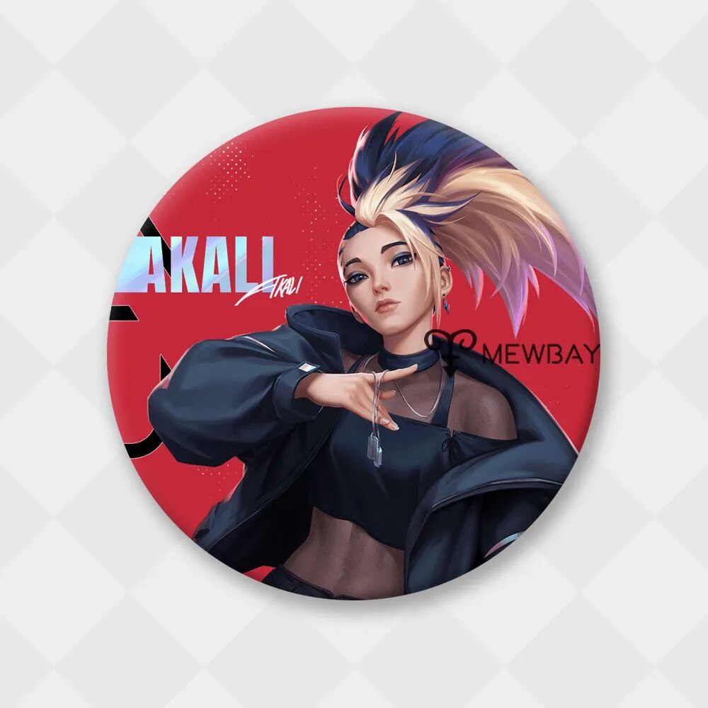 League of Legends Badge K/DA ALL OUT Kaisa Ahri Seraphine Akali Evelynn LOL Champions Game 58mm Metal Brooch Backpack Decor Gift