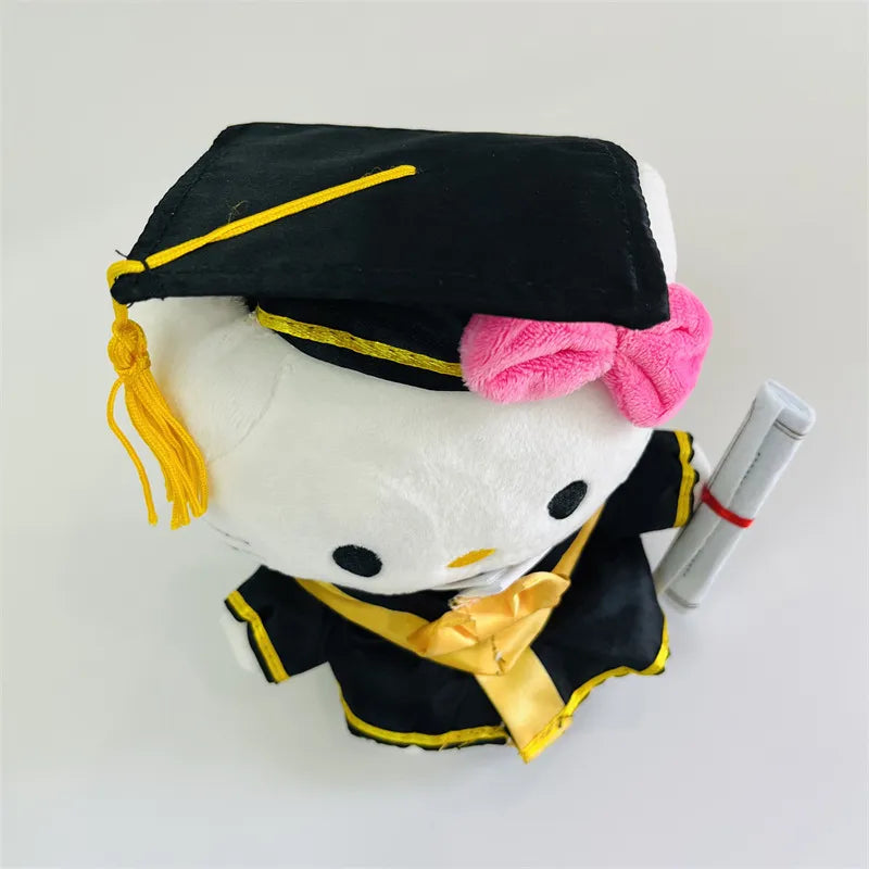 Nuevo Sanrio Anime temporada de graduación Hello Kitty juguete de felpa dibujos animados muñeco de peluche suave decoración de habitación juguetes para niños regalos