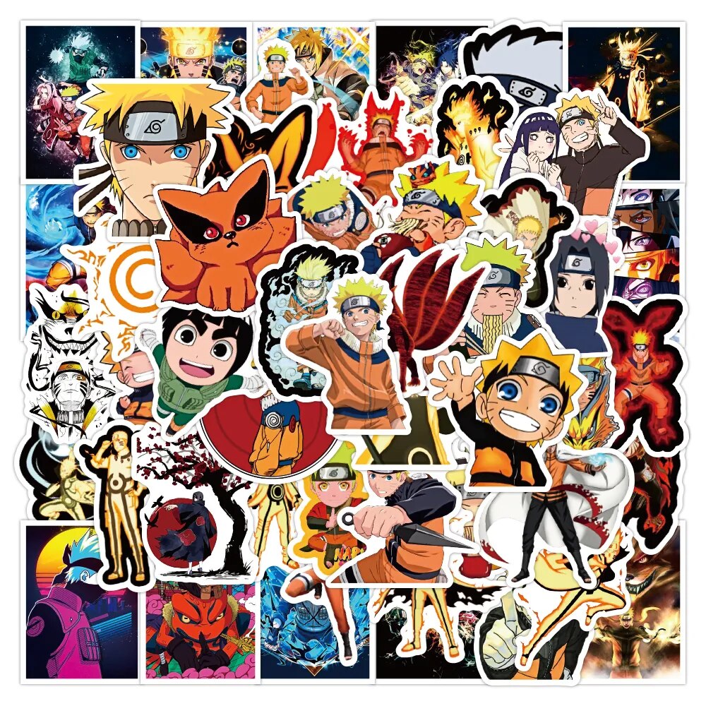 50/100 Uds pegatinas de NARUTO de Anime, pegatina de Naruto Uzumaki genial, cuaderno, coche, bicicleta, motocicleta, papelería, portátil, calcomanía para niños, juguetes de regalo