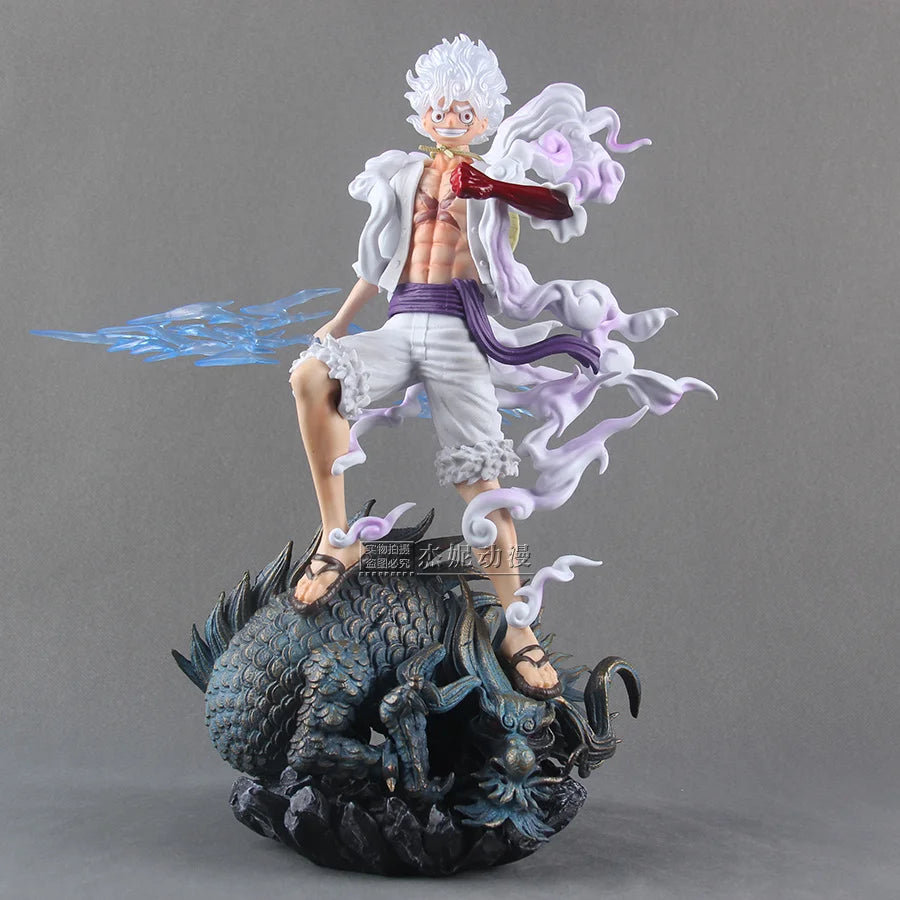 Figura de acción de One Piece Luffy Gear 5 de 34cm, figuras de Anime Sun God Nika, estatua de Pvc, modelo, colección de muñecos, adorno, juguete para regalo