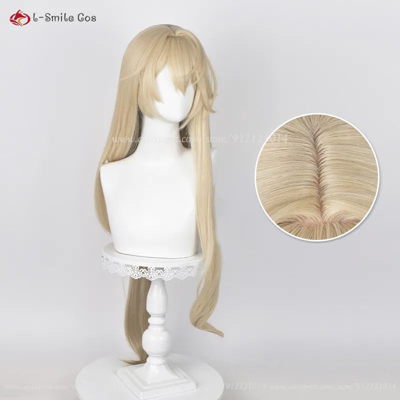 Honkai: Star Rail Luocha Cosplay Wig 90cm Long Linen Gradient Anime Cosplay Hair Heat Resistant Synthetic Scalp Wigs + Wig Cap