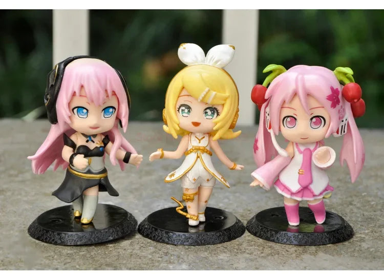 10cm Anime Hatsune Miku Kagamine Rin Len Luka Kawaii Figure Collect Model Toys Doll Key Chain Pendant Gifts