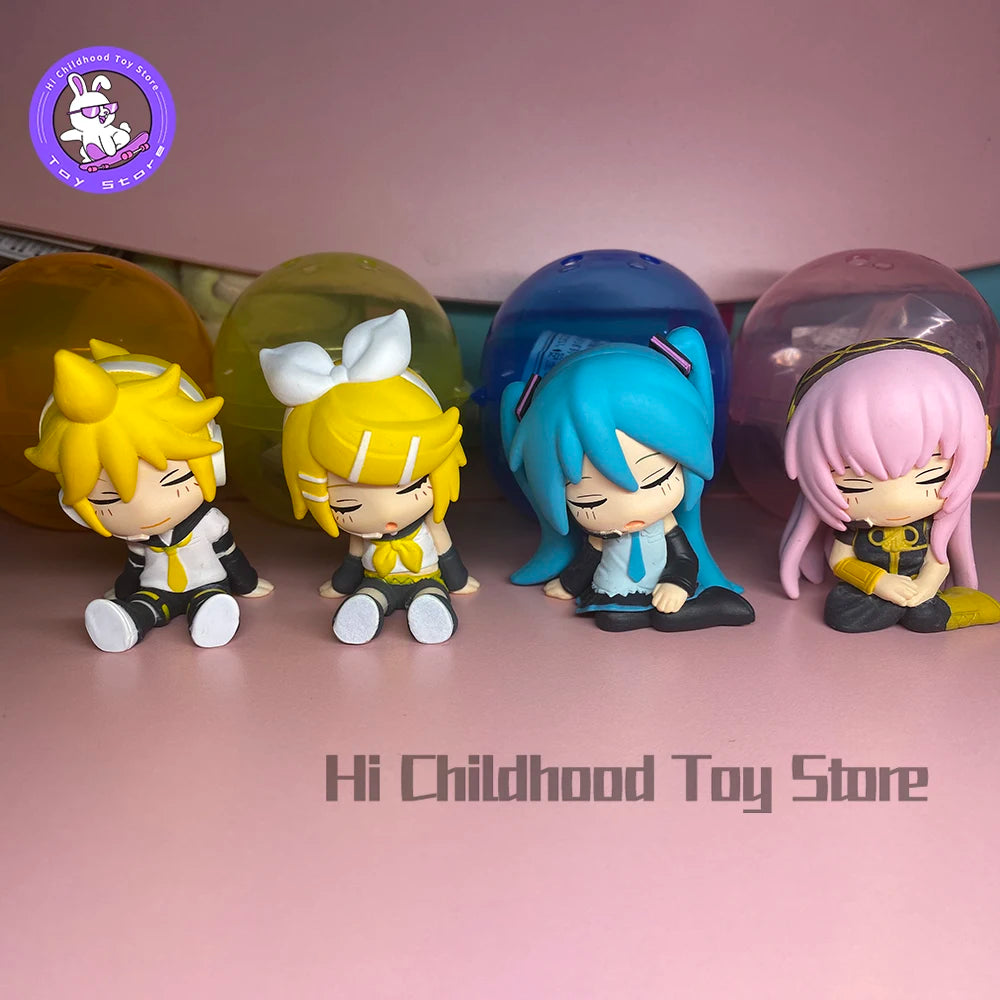 Original Takara Tomy Hatsune Miku Figure Kagamine Rin Kagamine Len Megurine Luka Gashapon Sleep On Your Shoulder Model Toy Gifts