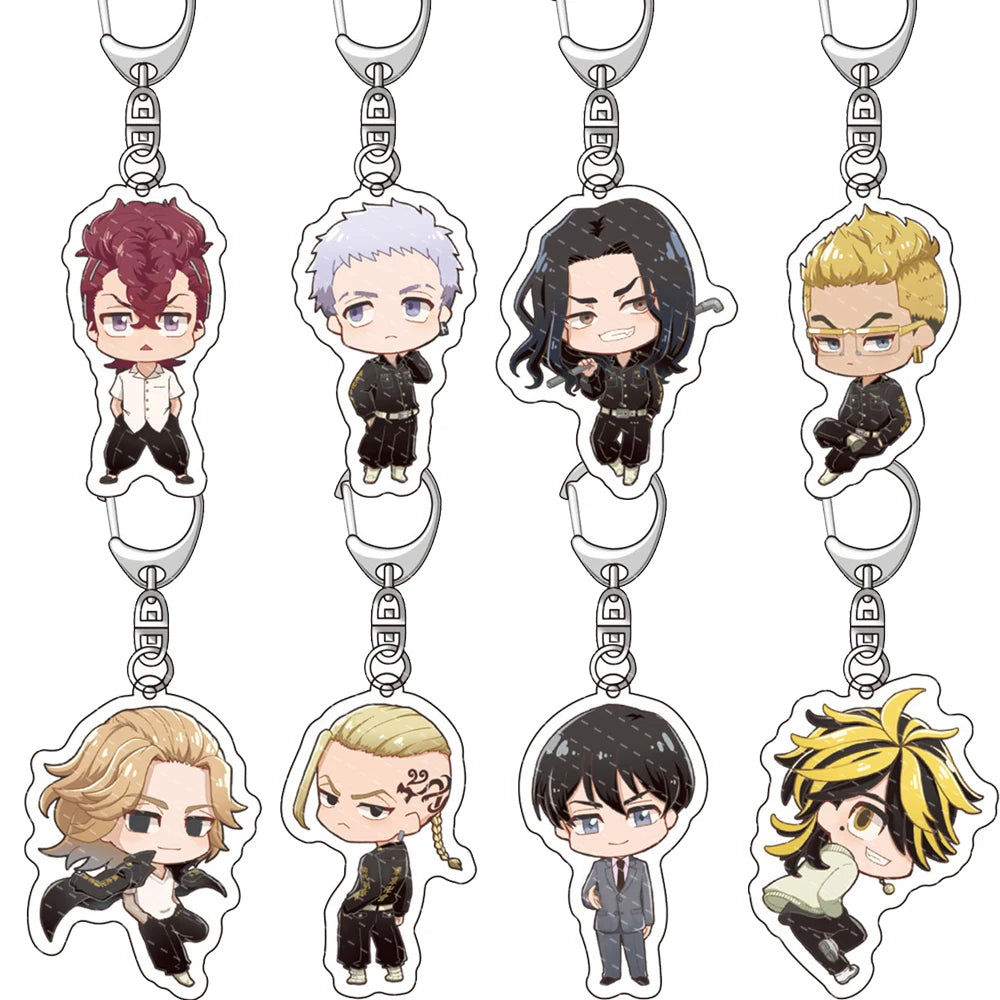 Tokyo Avengers Cosplay Anime Keychain Tokyo Revengers Q Version Manjiro Ken Takemichi Hinata Atsushi Chibi Key Chain Ring Props