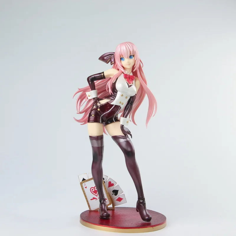 Hatsune Miku Handmade Megurine Luka Rabbit Ear Poker Character Pvc Statue Figure Model Collection kid Toy Gift