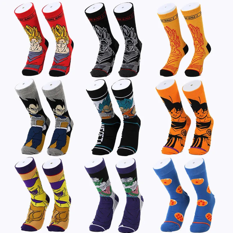 Dragonball Z Socks Frieza Kakarotto Vegeta Cartoon Socks Pure Cotton Male Fashion Trend Tube Socks Adult Sports Socks Boy's gift