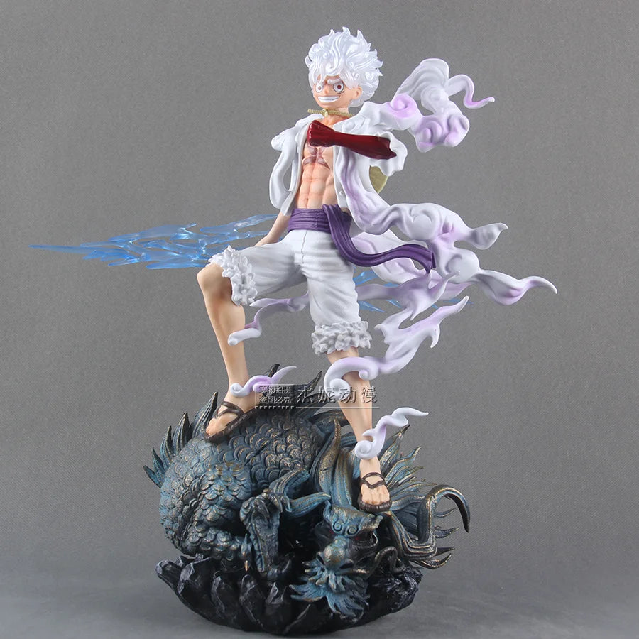 Figura de acción de One Piece Luffy Gear 5 de 34cm, figuras de Anime Sun God Nika, estatua de Pvc, modelo, colección de muñecos, adorno, juguete para regalo