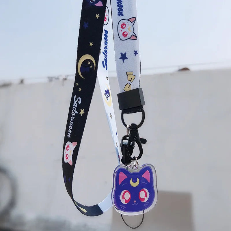 Y2k Cartoon Anime Sailor Moon Key Lanyard Mobile Phone Straps Cosplay Badge ID Cards Holders Neck Straps Key Chain for Couple