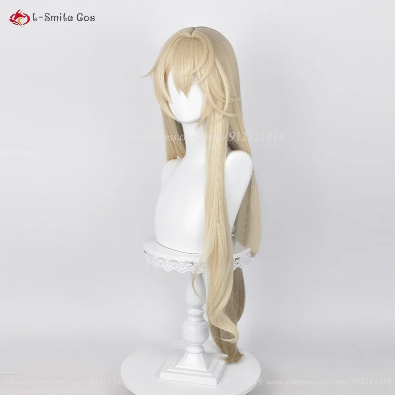 Honkai: Star Rail Luocha Cosplay Wig 90cm Long Linen Gradient Anime Cosplay Hair Heat Resistant Synthetic Scalp Wigs + Wig Cap