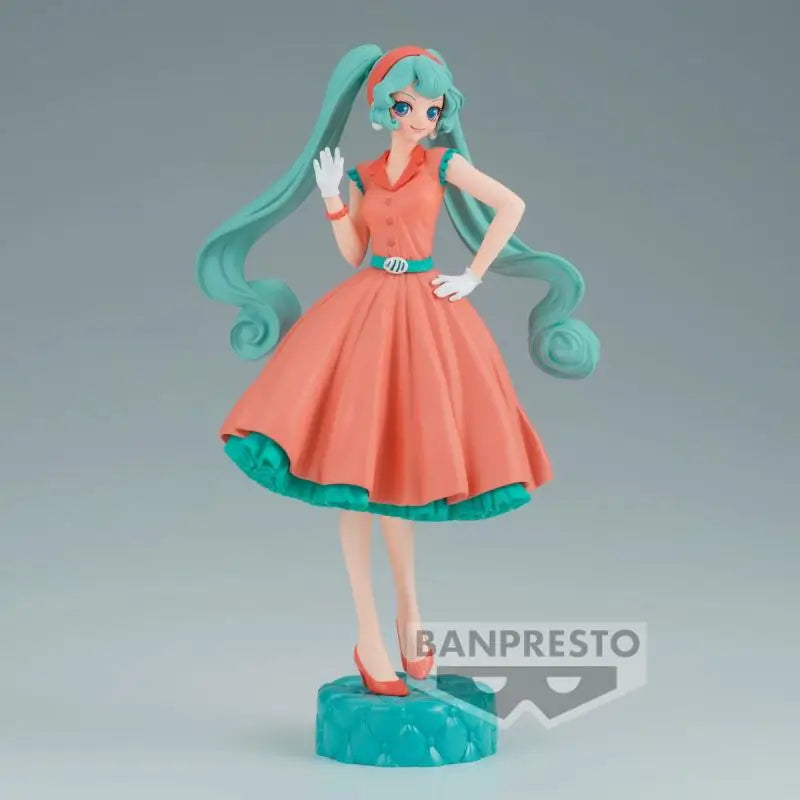 Original BANDAI Banpresto Hatsune Miku Vocaloid Travel Round The World 18Cm Anime Figure Action Model Toys for Boys Gift