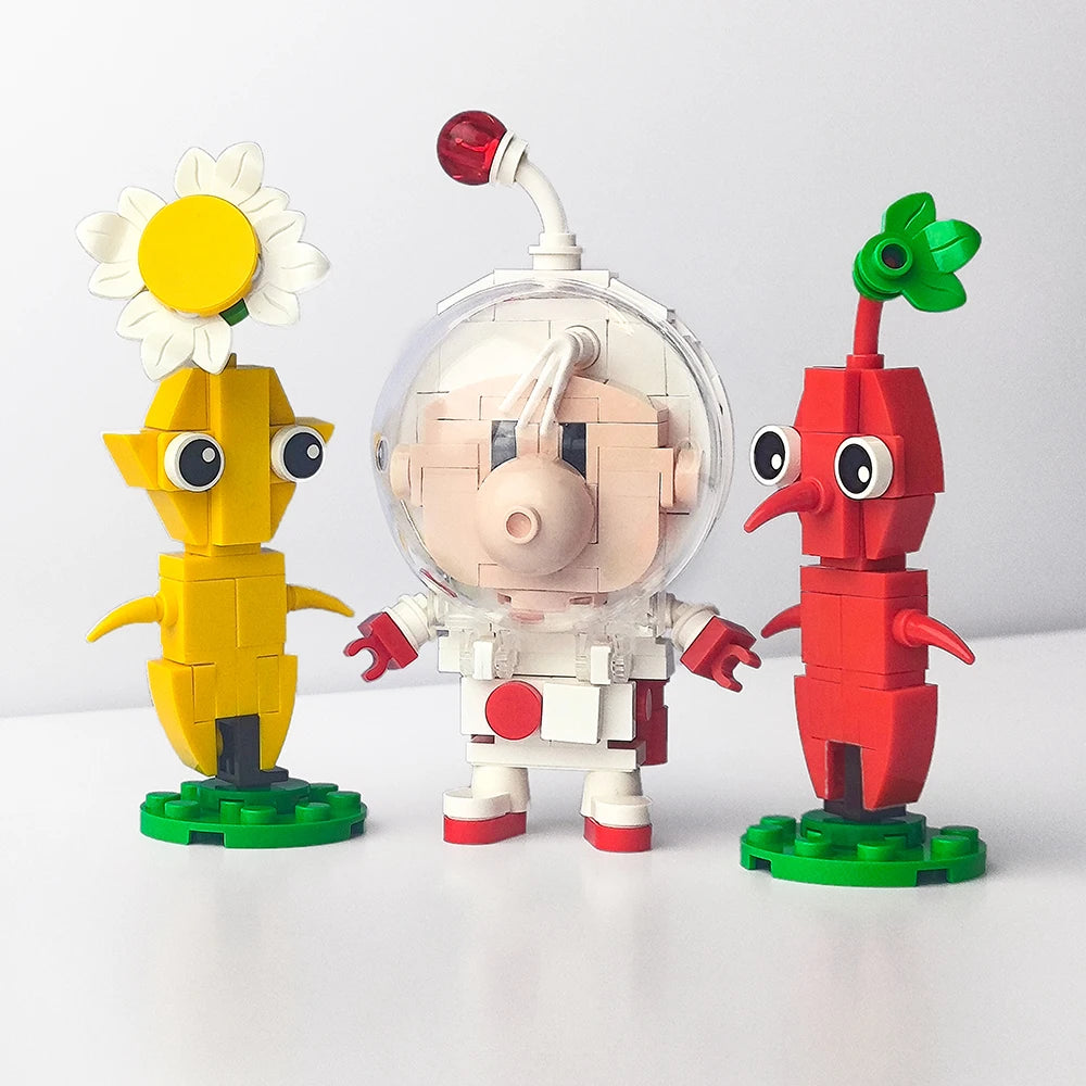 Moc Anime Pikmined figura juego de bloques de construcción Olimar planta Animal hombre DIY bloques de modelismo juguetes conjuntos niños adultos regalo de cumpleaños Rock