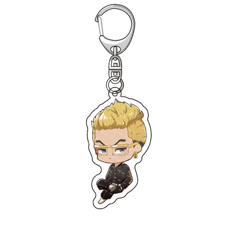 Tokyo Avengers Cosplay Anime Keychain Tokyo Revengers Q Version Manjiro Ken Takemichi Hinata Atsushi Chibi Key Chain Ring Props