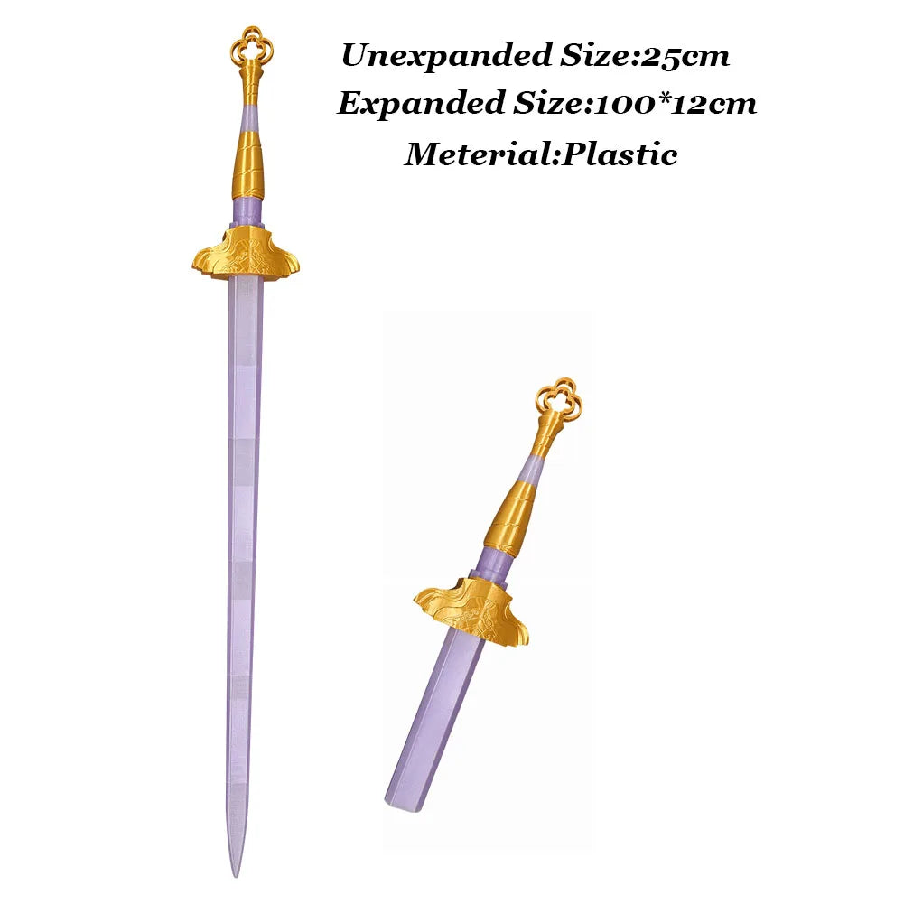 Rumi Cosplay Sword Demons Hunter KPop 3D Printed Light Purple Scalable Swords Knife Ornament for Girls Group Props Accessories