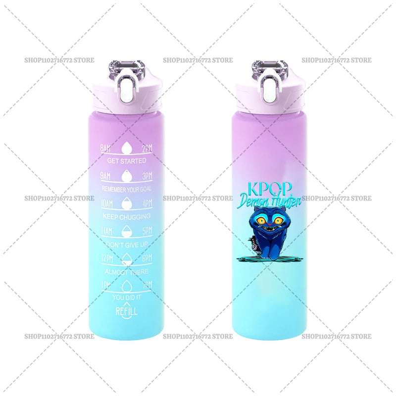 750ML KPop Demon Hunters Gradient Color Water Cup HUNTRIX Rumi Mira Zoey Jinu Drinking Bottle Saja Boys Tiger Kid Birthday Gift