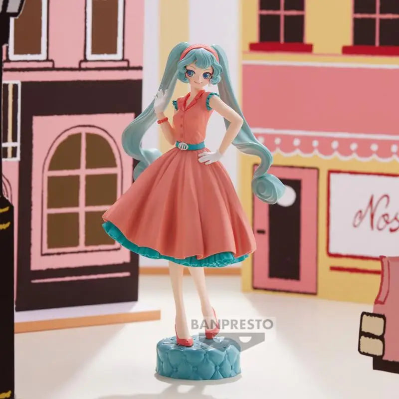 Original BANDAI Banpresto Hatsune Miku Vocaloid Travel Round The World 18Cm Anime Figure Action Model Toys for Boys Gift