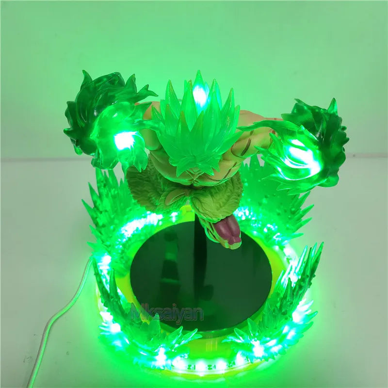 Dragon Ball Z Anime Figures Broly PVC Action Figure Green Power Led Effect Toys Super Saiyan Broly Scene Figurine DBZ Juguetes