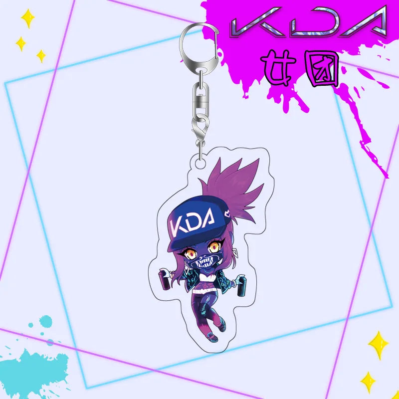 Anime League Of Legends Key Chains Acrylic Kda Figure Akali Ahri Kai'Sa Keyrings Kawaii Bags Keychain Pendant Gift For Friend