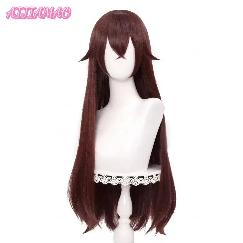 Impact Amber Cosplay Wig 80cm Long Straight Brown Wig Cosplay Anime Cosplay Wigs Heat Resistant Synthetic Wigs