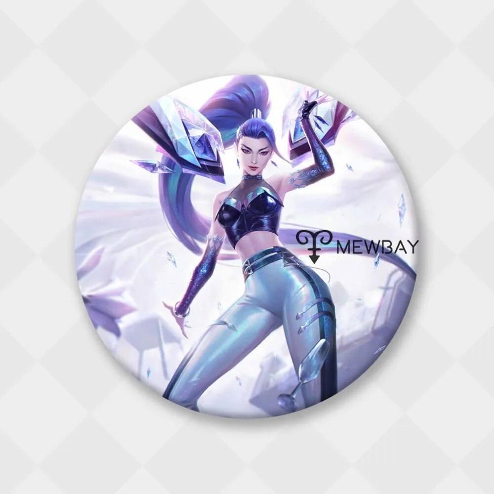 League of Legends Badge K/DA ALL OUT Kaisa Ahri Seraphine Akali Evelynn LOL Champions Game 58mm Metal Brooch Backpack Decor Gift