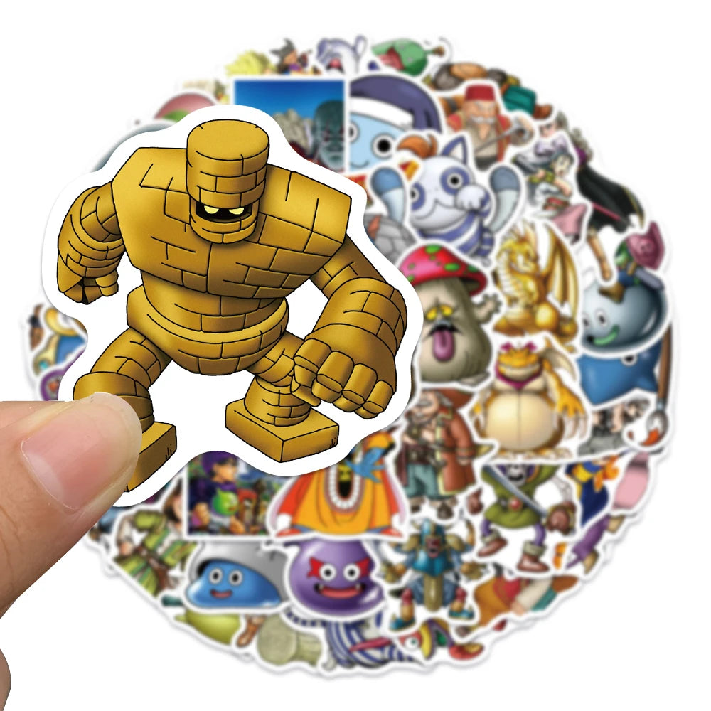 50pcs Cartoon Game Dragon Quest Anime Stickers For Luggage Laptop Phone Vinyl Waterproof Graffiti Skateboard Car Decals