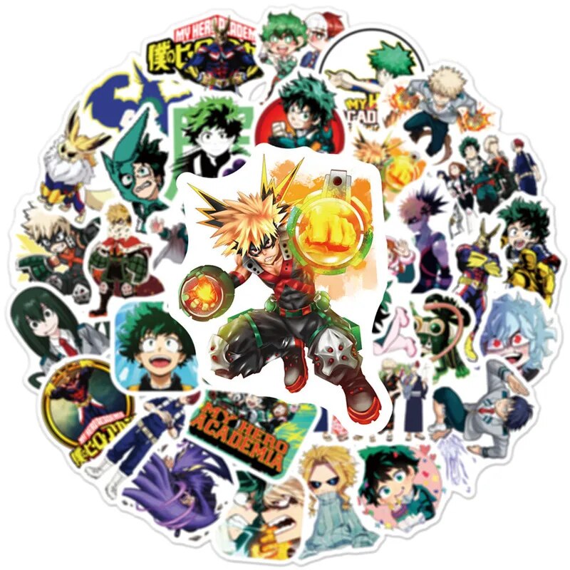 10/50Pcs Anime My Hero Academia Stickers Suitcase Skateboard Laptop Luggage Phone Cartoon Cute Stickers Decal Kids Gift Toy