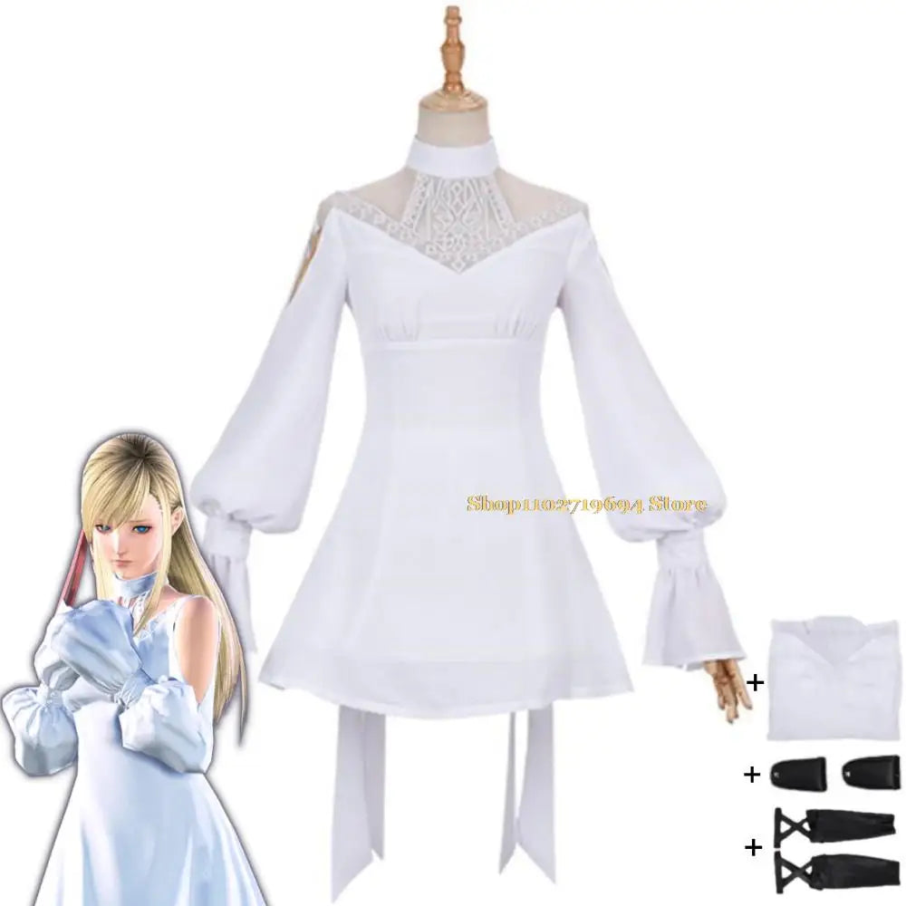 Game Final Fantasy XIV:A Realm Reborn FF14 FFXIV Ryne Minfilia Cosplay Costume White Lace Dress Anime Halloween Sexy Woman Suit