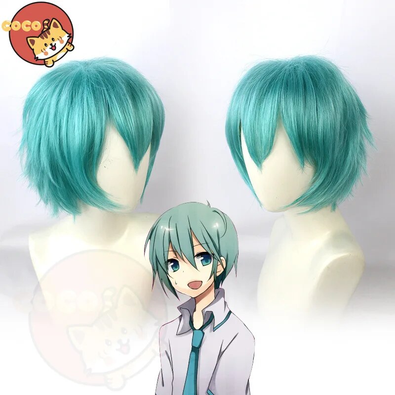 CoCos-S disfraz de Cosplay de VOCALOID para hombre Mikuku, disfraz de VOCALOID Cos Mikuku para hombre, disfraz de charol + auriculares + peluca + zapato