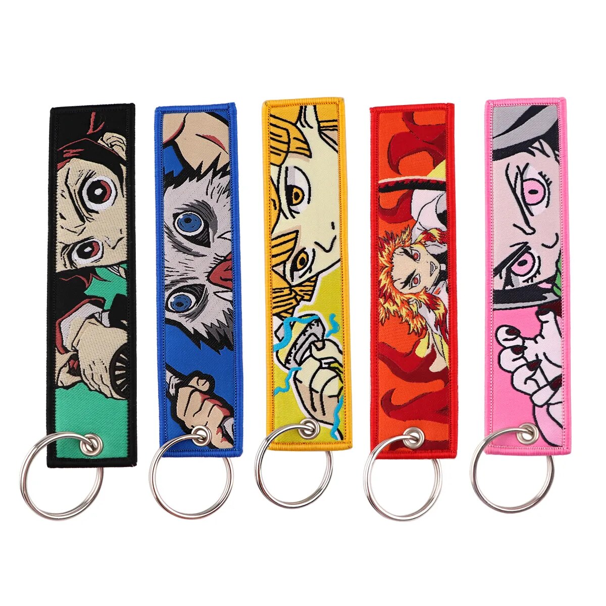 Japanese Anime Demon Slayer Key Tag New Embroidery Key Fobs for Motorcycles Cars Bag Backpack Novelty Keychain Fashion Chaveiro