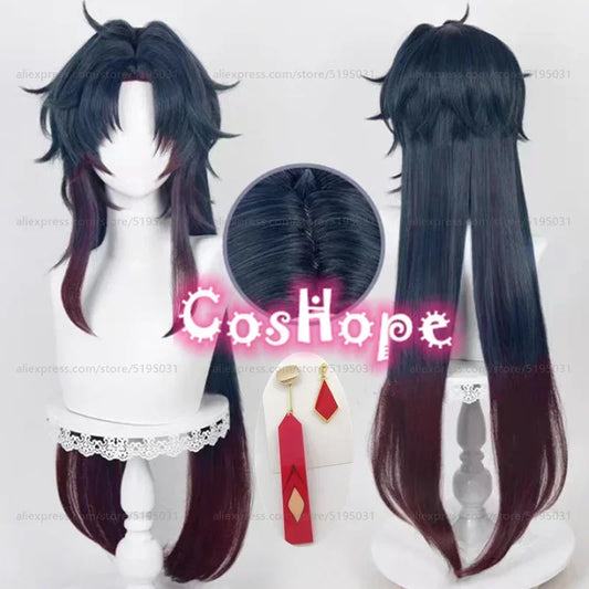 Honkai Star Rail Blade Cosplay Wig 90cm Long Dark Blue Brown Red Wig Cosplay Anime Cosplay Wig Heat Resistant Synthetic Wigs