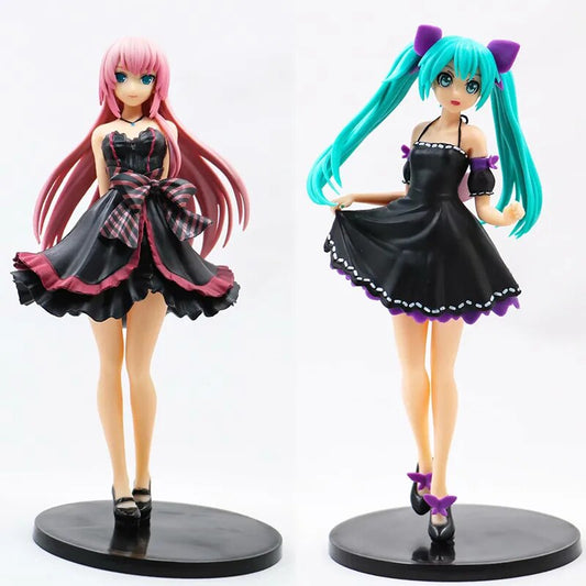 23cm Anime Cute Hatsune Miku Action Figure Kawaii Ceremonial Dress Megurine Luka Garage Kit Color Box Decoration Birthday Gift