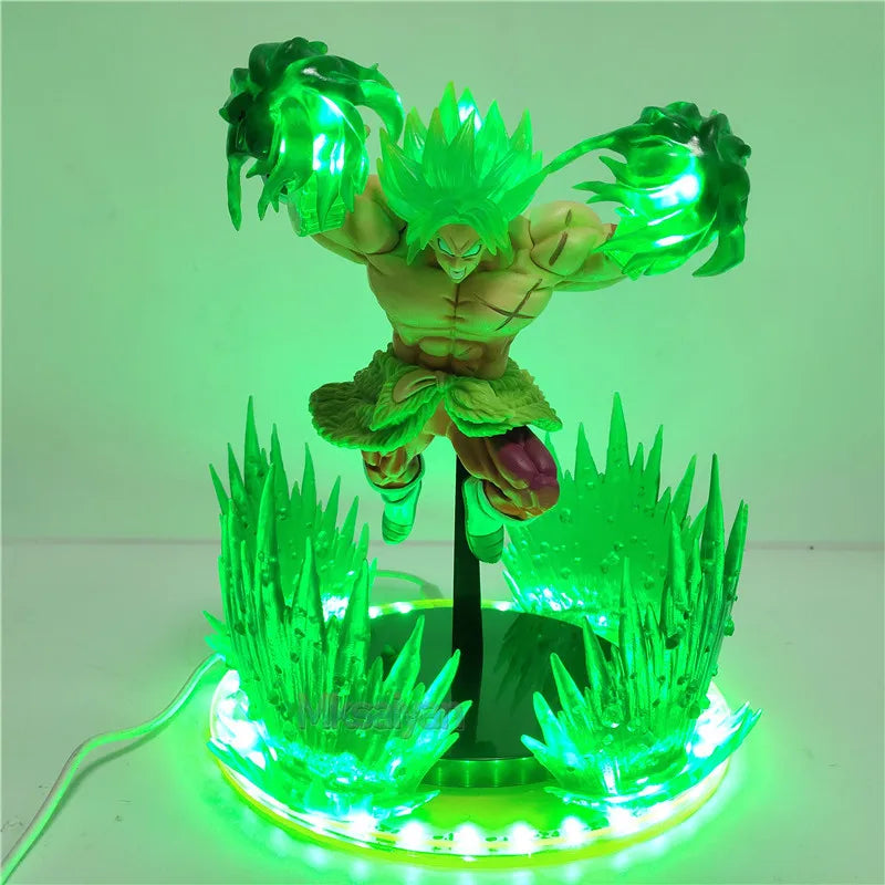 Dragon Ball Z Anime Figures Broly PVC Action Figure Green Power Led Effect Toys Super Saiyan Broly Scene Figurine DBZ Juguetes