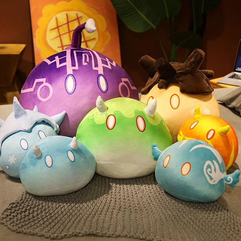 35-60cm Kawaii Genshin Impact Slime juego juguetes de peluche dibujos animados Geo Cryo bebé almohada para dormir regalos lindos decoración de la habitación del niño