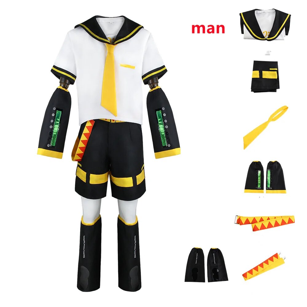 Anime Rin Len disfraces de Halloween uniforme Vocaloid Cosplay peluca amarilla top pantalones uniforme ropa Halloween carnaval adultos niños