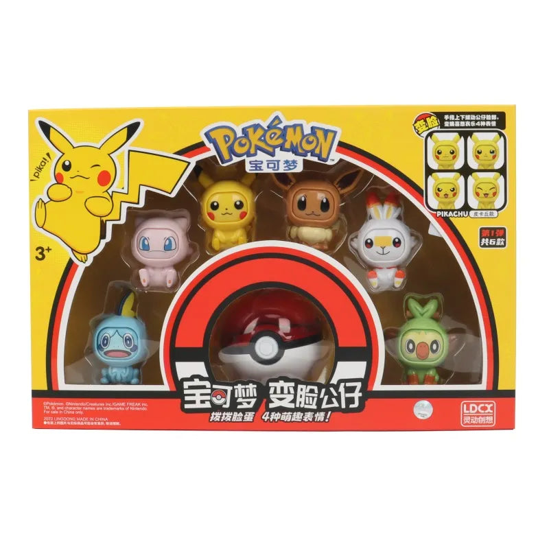 Pokemon Face Changing Anime Action Figure Kawaii 12 Kind Doll Dragon Ball Pokeball Pocket Monster Pikachu Child Toy Set