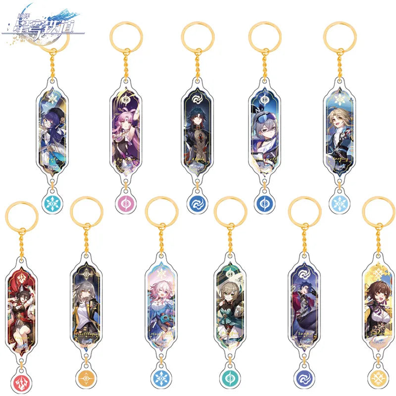 Honkai Star Rail Keychain Pom March 7th Trailblazer Anime Acrylic Key Ring Pendant Toy Backpack Decor Car Key Chain Kawaii Gifts