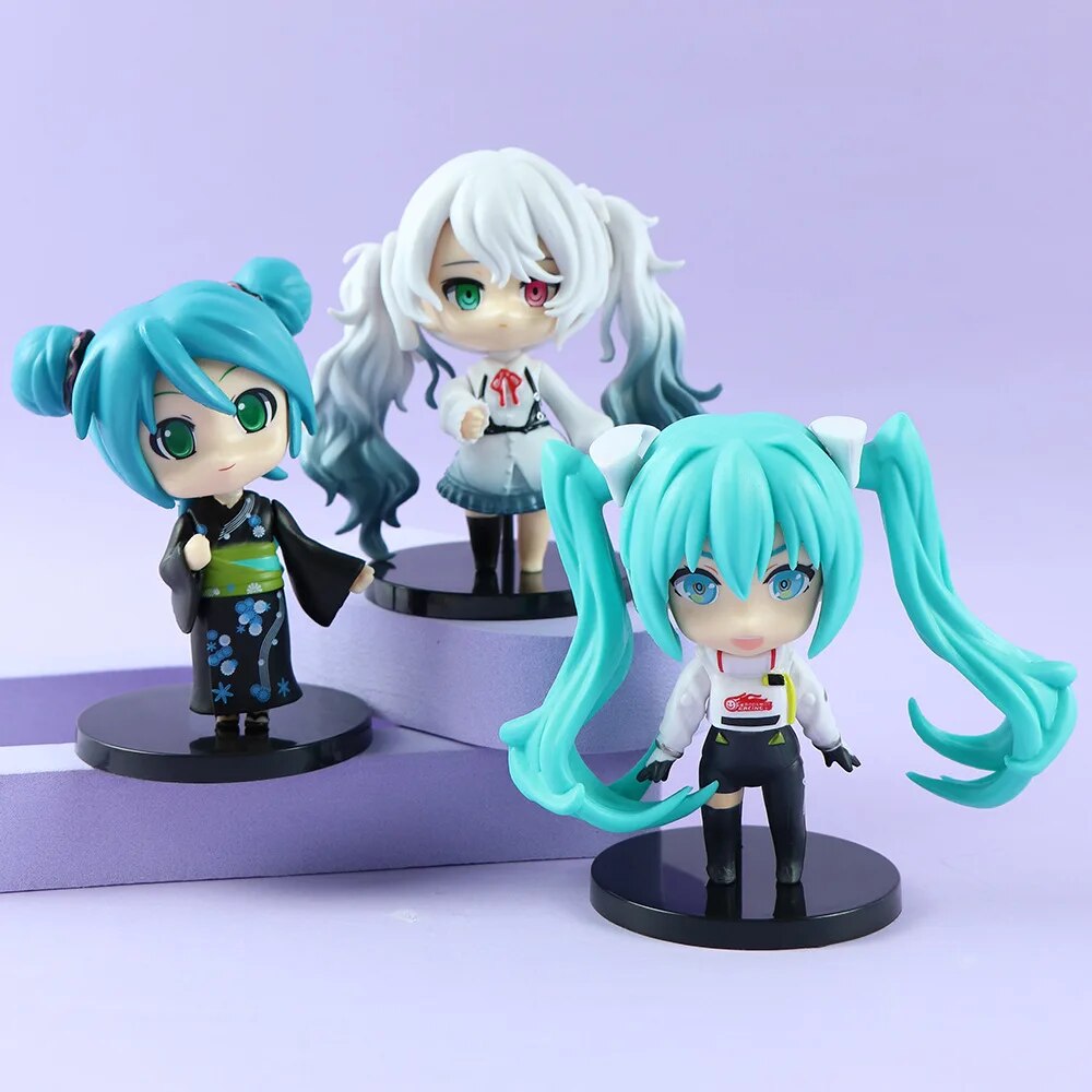 Figuras de acción de Hatsune Miku, 6 uds., Megurine Luka, música, niñas, cereza rosa, colección de modelos de Pvc, juguete de regalo para niños