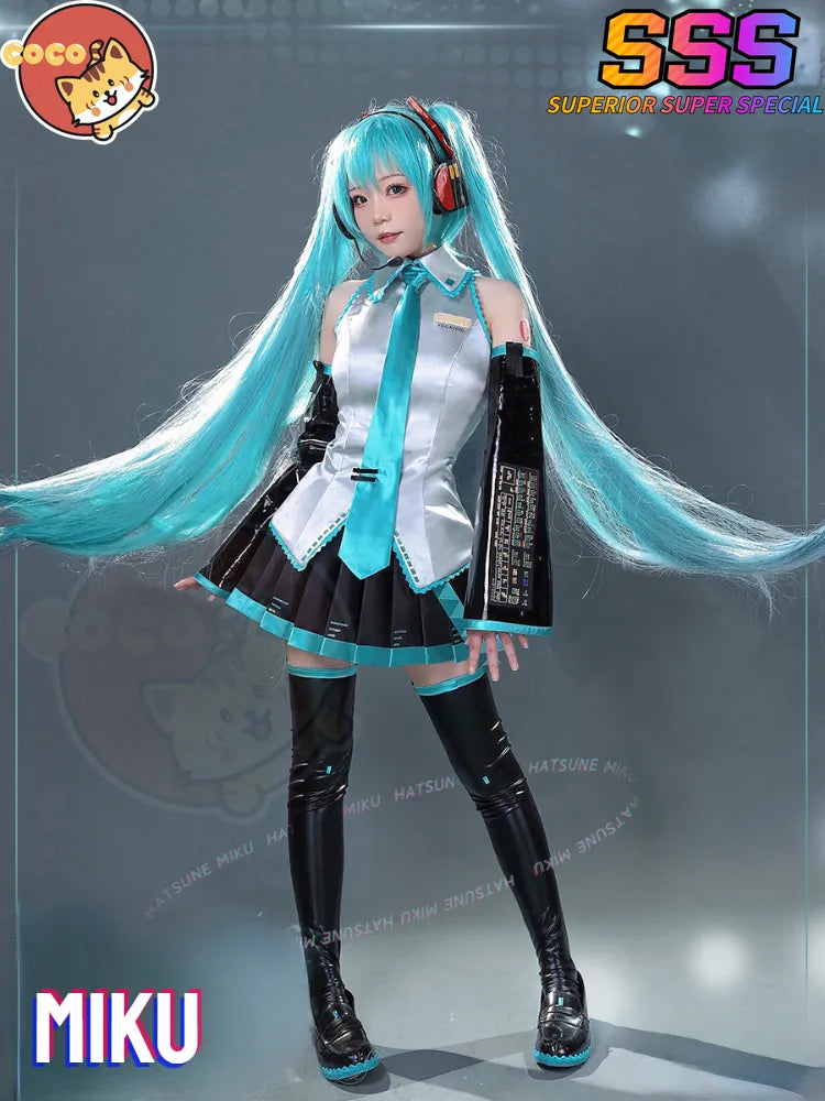 Disfraz de CoCos-SSS VOCALOID Miku, disfraz de VOCALOID Cos Miku, disfraz de Miku V2 y peluca de Cosplay