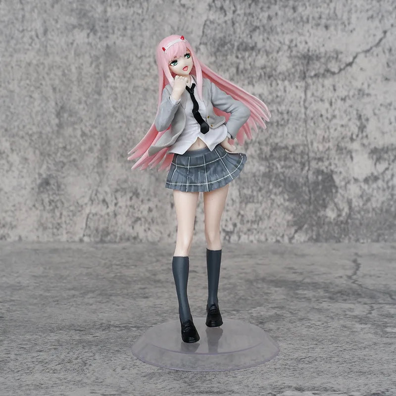 Figura de Anime de DARLING in the FRANXX de 18cm Zero Two, uniformes de figuras de acción, figura de Gril Sexy, colección de PVC para adultos, juguetes de modelos de muñecas