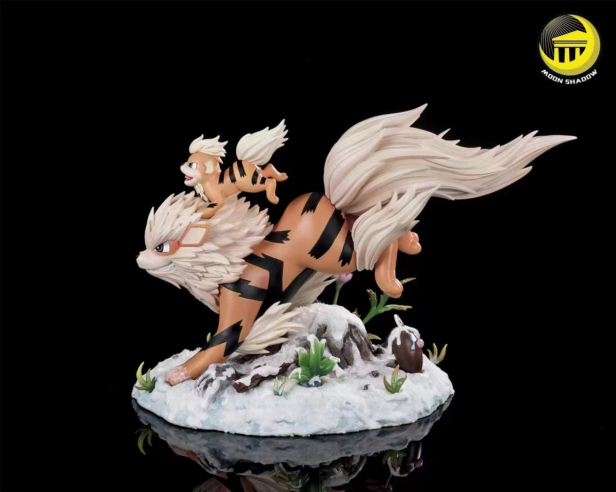 100% Original Anime GK Pok É Mon Moon Shadow Palace Natural Series Wind Speed Dog Family Blazing Fire, Snowy Treading Statue