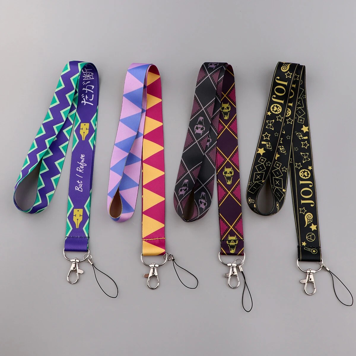 Correa para el cuello de JoJo Bizarre Adventure de Anime, cordones para llaves, llavero, insignia, soporte, tarjeta de crédito, pase, accesorios de cuerda para colgar