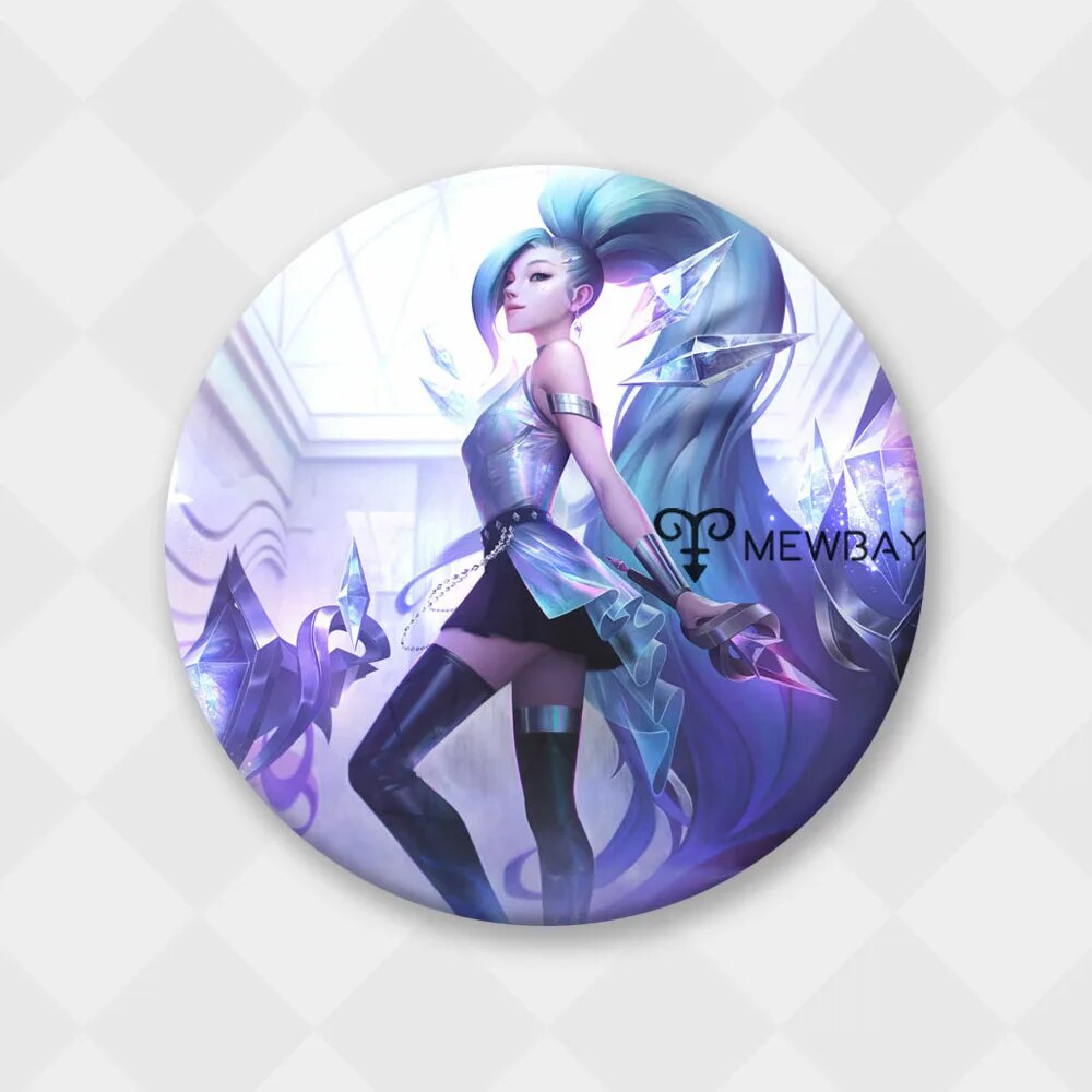 Insignia de League of Legends K/DA ALL OUT Kaisa Ahri Seraphine Akali Evelynn LOL Champions Game 58mm broche de Metal mochila decoración regalo