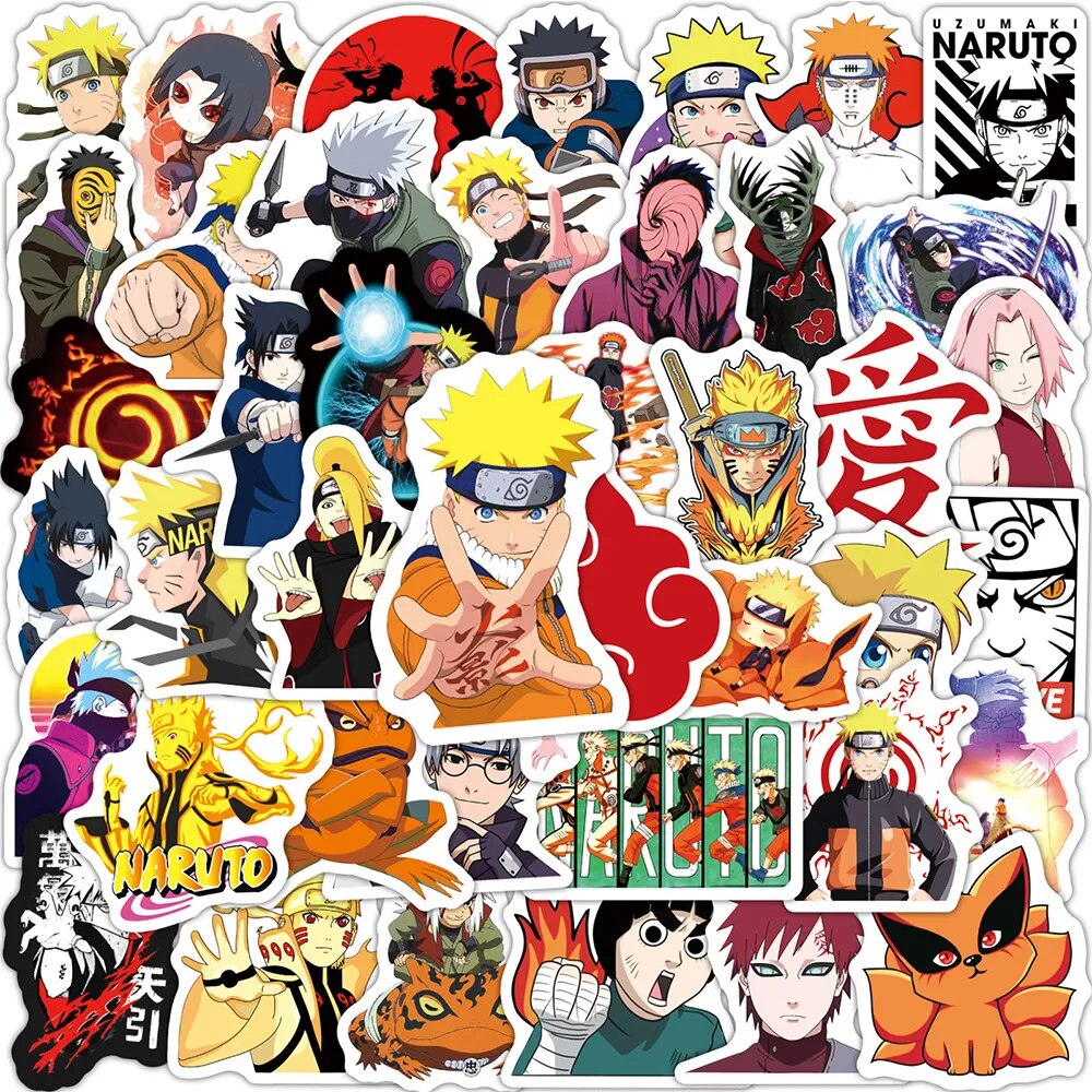 50/100pcs Anime NARUTO Stickers Cool Uzumaki Naruto Sticker Notebook Car Bike Motorcycle Stationery Laptop Kid Decal Toys Gift