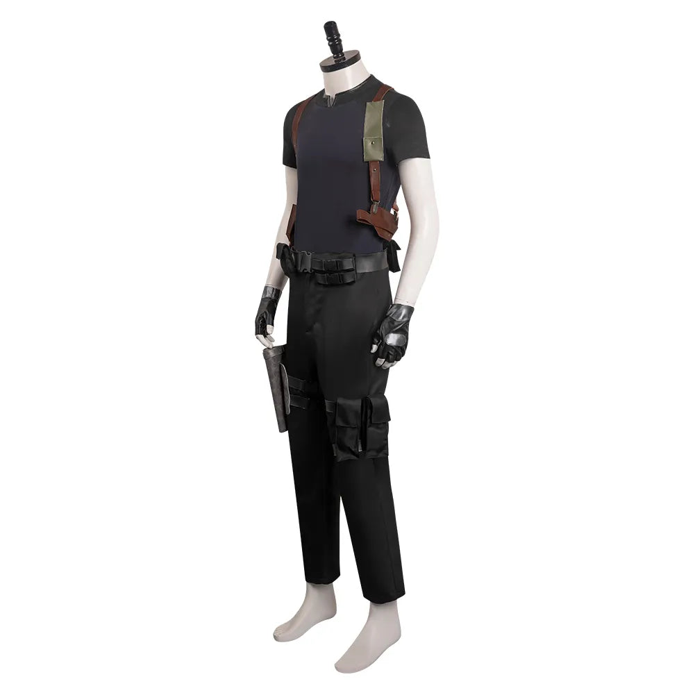 Leon S.Kennedy Cosplay Costume Resident 4 Remake Top Pants Belt Halloween Carnival Party Disguise Suit