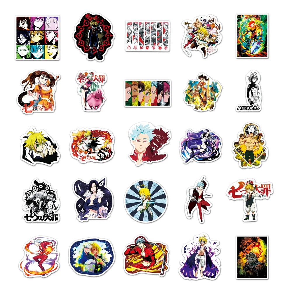 10/30/50PCS Seven Deadly Sins Anime Waterproof Stickers Creative Personality Decals Skateboard Water Cup Guitar Helmet Wholesale