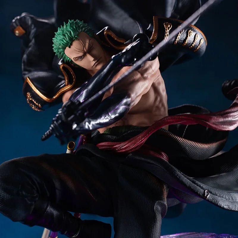 30cm One Piece Anime Emperors Vice Roronoa Zoro Wano Country Nine Knives Flow Shura Zoro Action Figure PVC Model Gift Toys