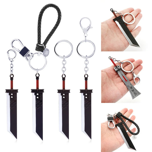 New Game Final Fantasy XVI Keychain Cloud Strife Buster Sword Zack Fair Metal Pendant KeyRing Cosplay llaveros for Gamer Gift