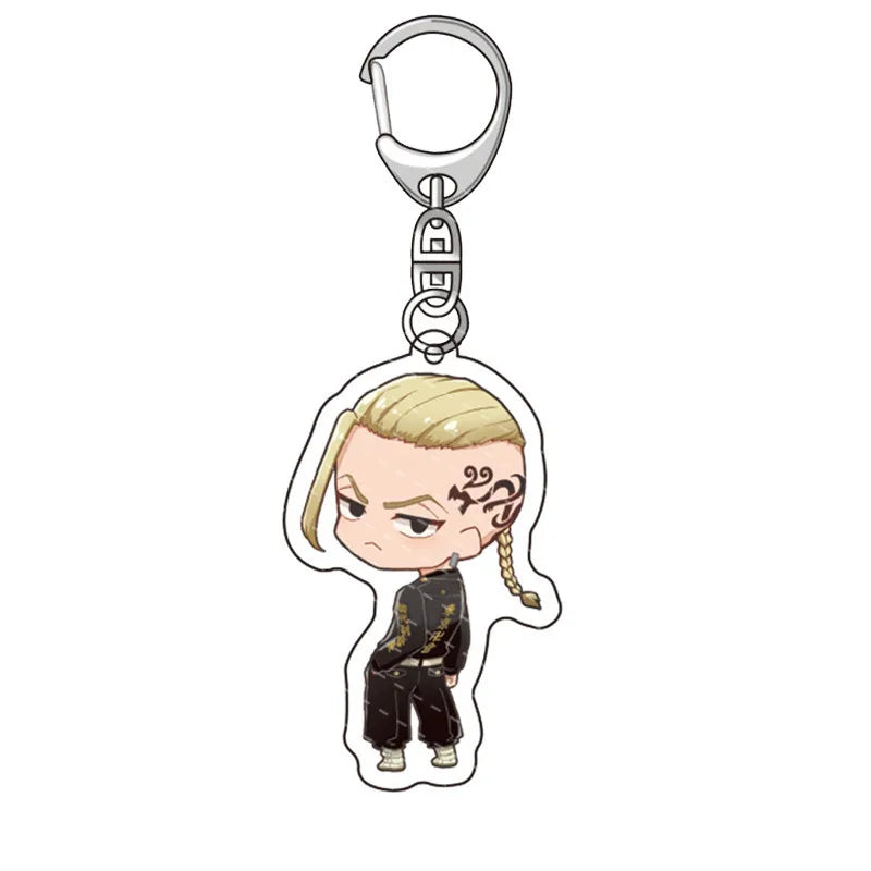 Tokyo Avengers Cosplay Anime Keychain Tokyo Revengers Q Version Manjiro Ken Takemichi Hinata Atsushi Chibi Key Chain Ring Props