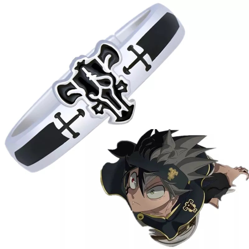 Anime Black Clover Quartet Knights Cosplay Ring Demon Asta Adjustable Alloy Rings Unisex Jewelry Prop Accessories Gift